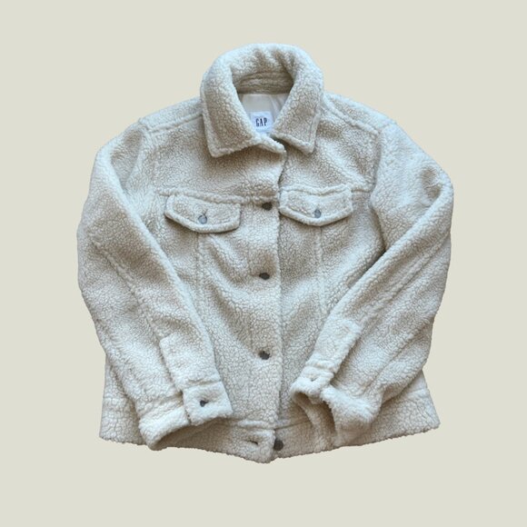GAP Cream Sherpa Jacket - Picture 1 of 4